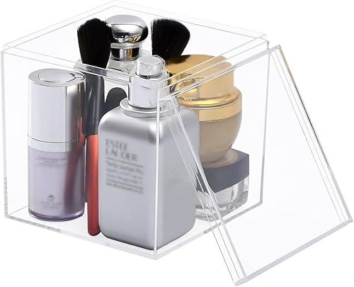 Miniatura 4 de Worasign - Cubo cuadrado de acrílico transparente, contenedores cuadrados de plástico con tapa, cajas de almacenamiento de plástico de 5.9 x 5.9 x