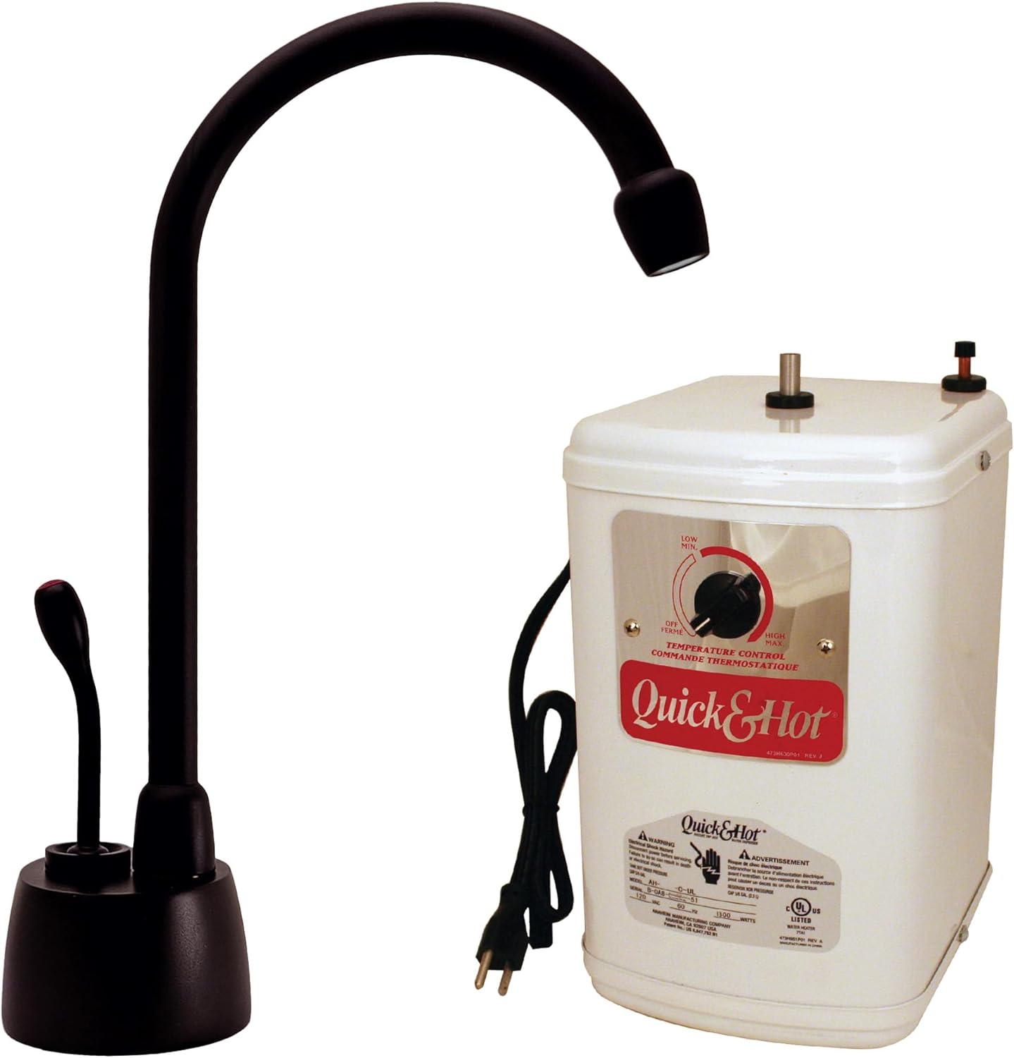 Westbrass D271H-12 Velosah 9" 1-Handle Hot Water Dispenser Faucet with Thermostatic Hot Water Tank, Oil Rubbed Bronze