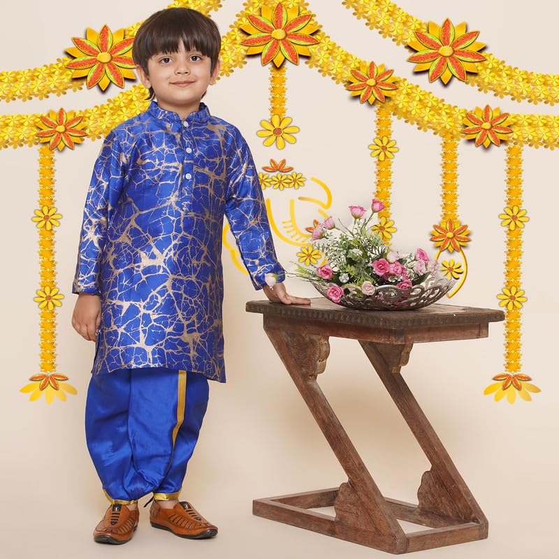 SETHUKRISHNA Boys Readymade Colour Dhotipant (04-05 Years, BD170405) Blue - Image 7 thumbnail