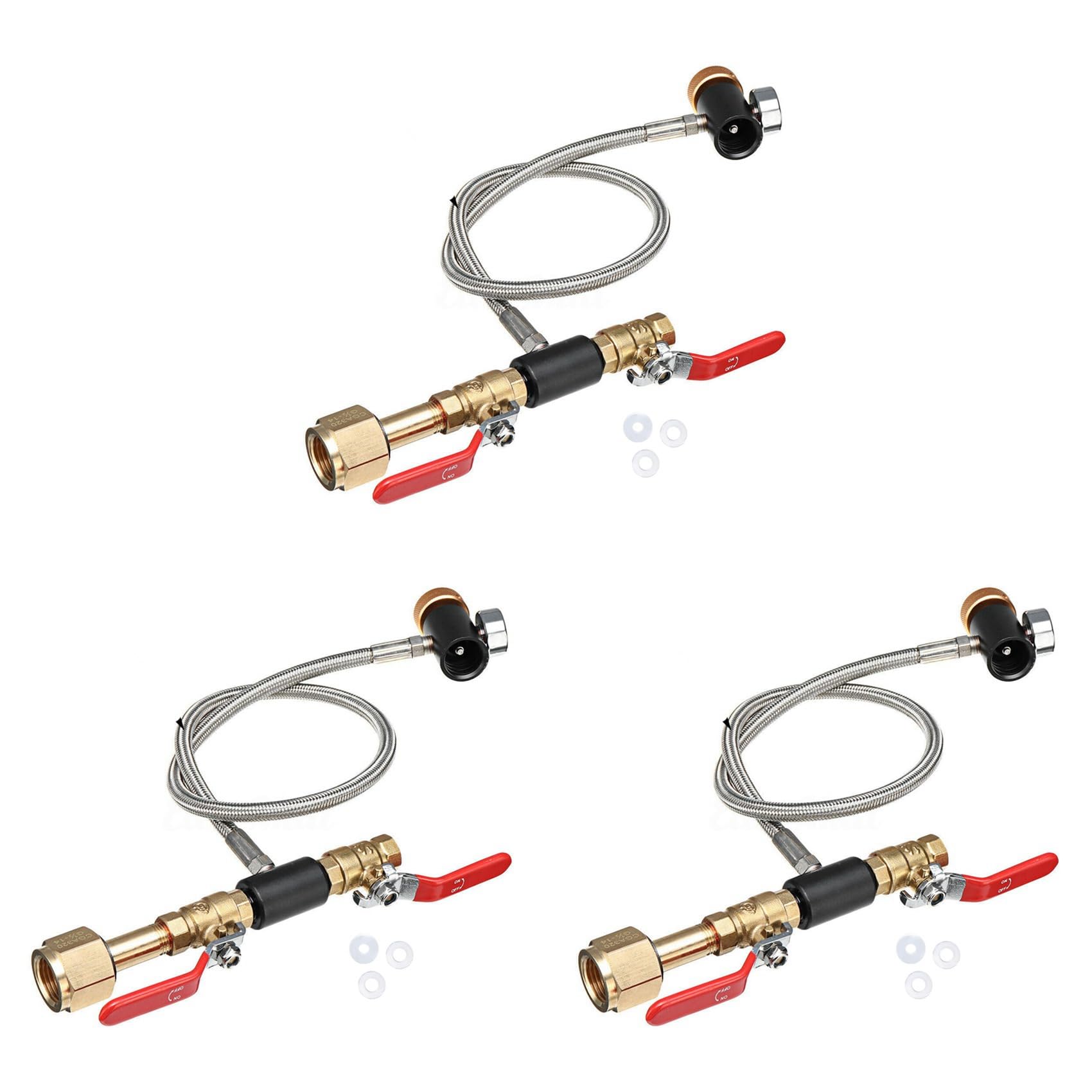 Hndhbfgrt 3X G1/2 CO2 Cylinder Refill Adapter Hose, CO2 Refill Station Connector Kit for Filling Soda Maker for Tank
