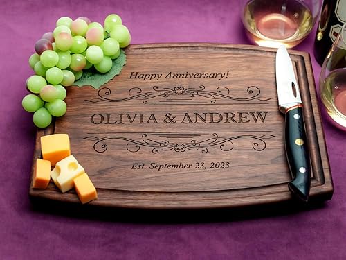 Straga Tablas de cortar personalizadas | Charcutería grabada de madera hecha a mano | Boda personalizada, aniversario, regalo de Navidad de