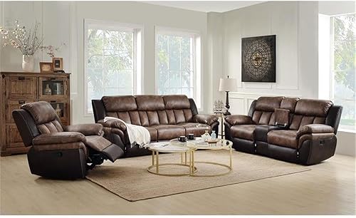 Miniatura 2 de Acme Jaylen - Sofá biplaza reclinable de microfibra con consola en color caramelo y espresso