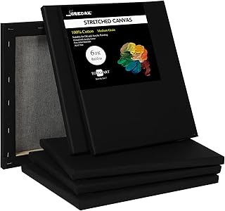 Black Canvases for Painting, 8x10 Inch 6-Pack Blank Black Canvas, 100% Cotton Stretched Canvas, Paint Supplies for Adult, Perfect Art Supplies for Acrylics and Oil Paints