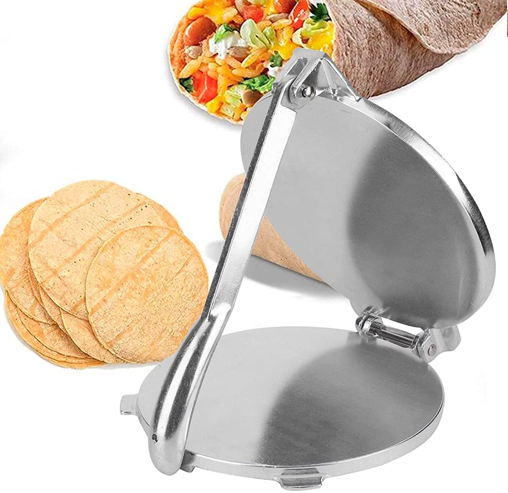 Tortilla Maker, pressa pieghevole in lega di alluminio per la cucina domestica, facile da usare e riporre, ideale per fare tortillas e focacce fatte in casa
