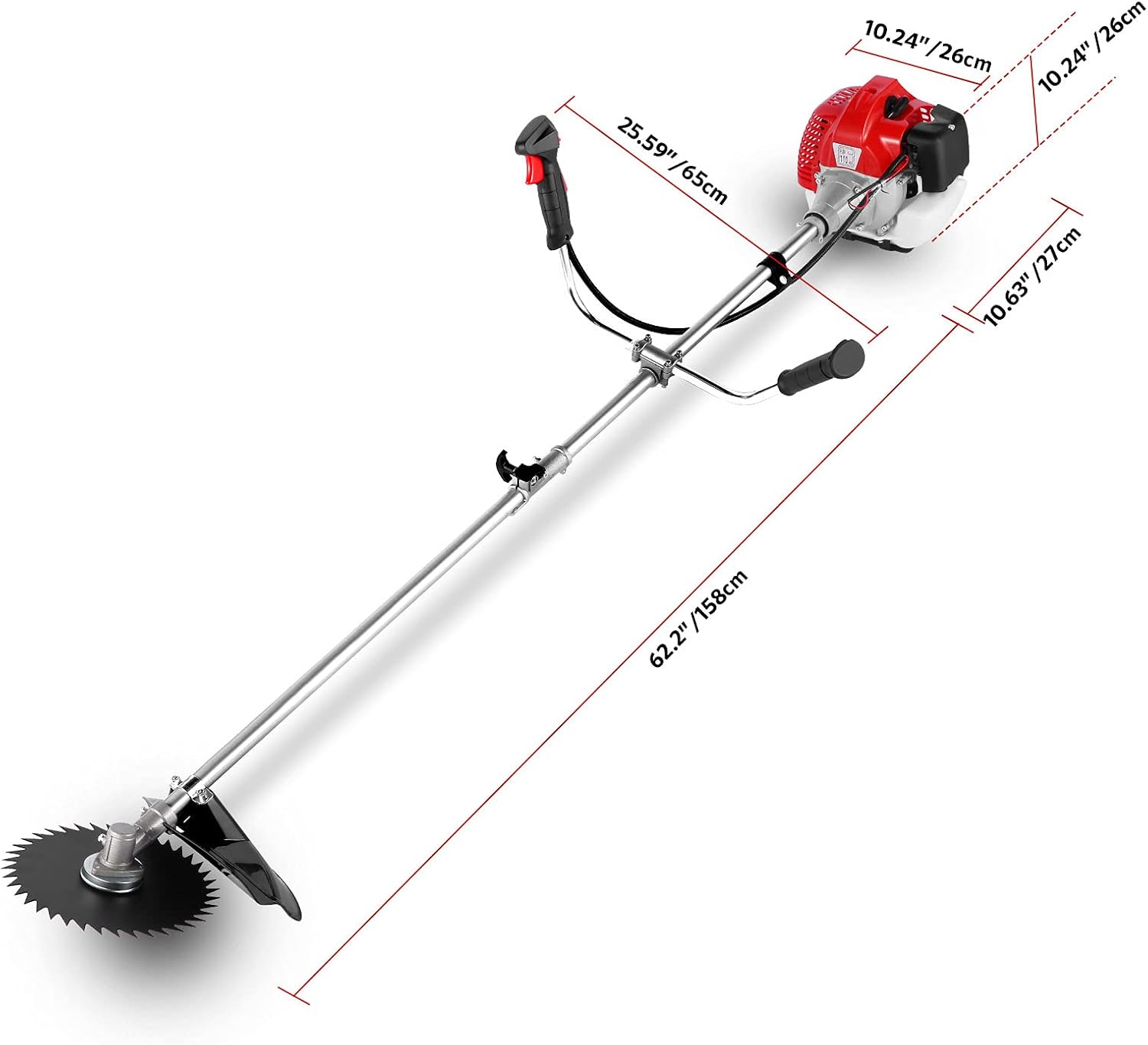 Weed Eater String Trimmer, 58cc Cordless Grass Gas Powered Weed Wacker 4-in-1 Straight Shaft String Trimmer Brush Cutter with 4 Detachable Head