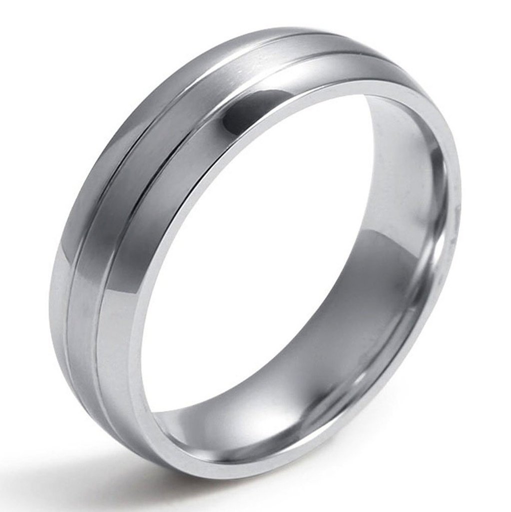 ANAZOZ Stainless Steel Rings for Men Wedding Rings Bands Two Line Party Favour Gifts