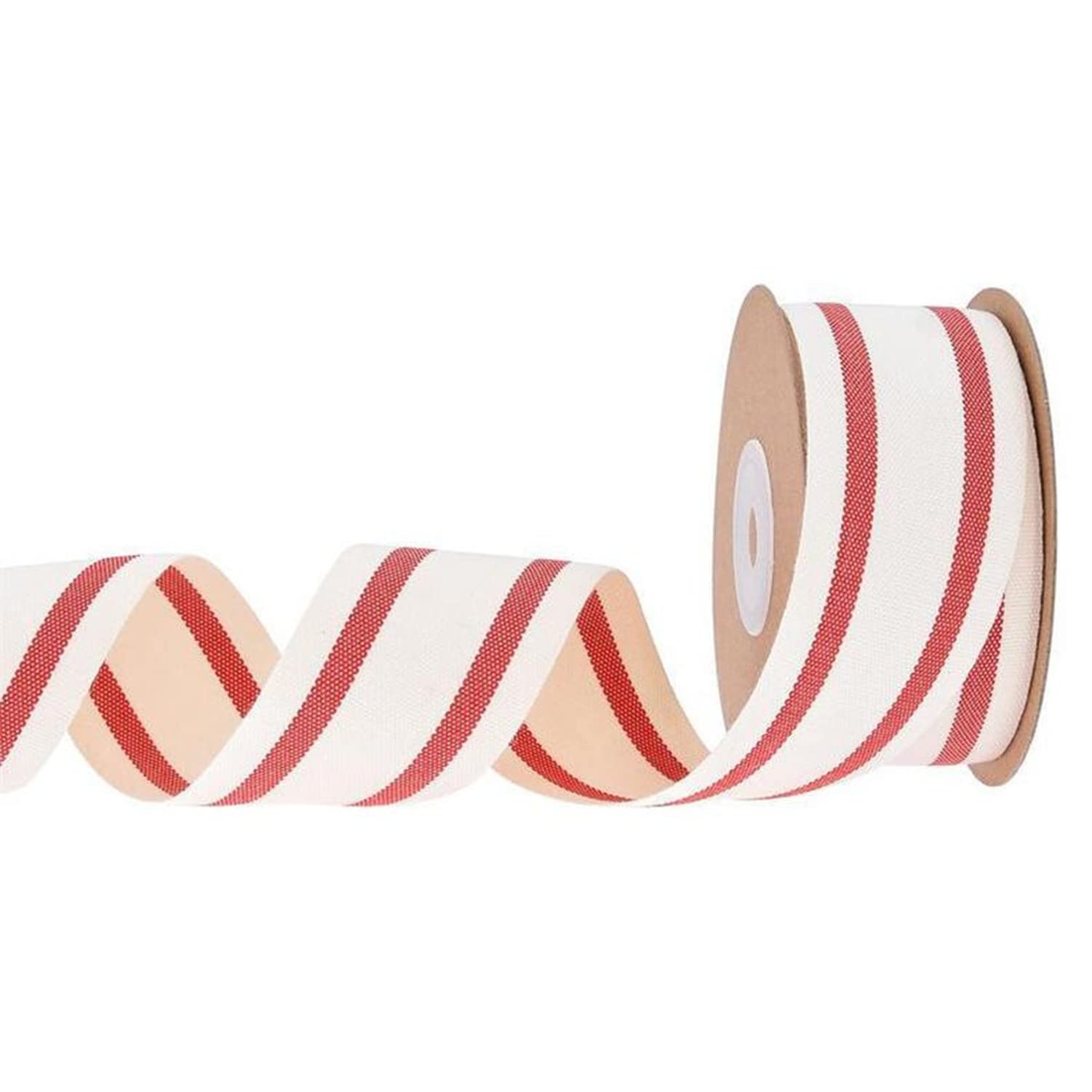 Easnea Red Stripe - 3.8Cm 10 Yards Natural Cotton Ribbon Stripes Fabric Ribbon Red And White Stripe Ribbon For Diy Crafts Ribbon For Gift Wrapping Home Decor Sewing