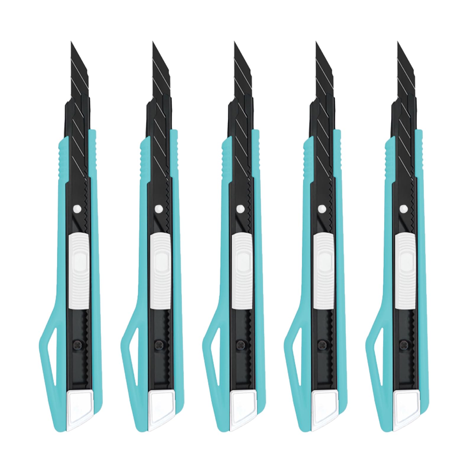 MANUFORE 5 Pack 9mm Snap-Off Knife 30 Degree Film Cutting Knife Box Cutter for Wallpaper, Paper, Crafts, Cartons Blue