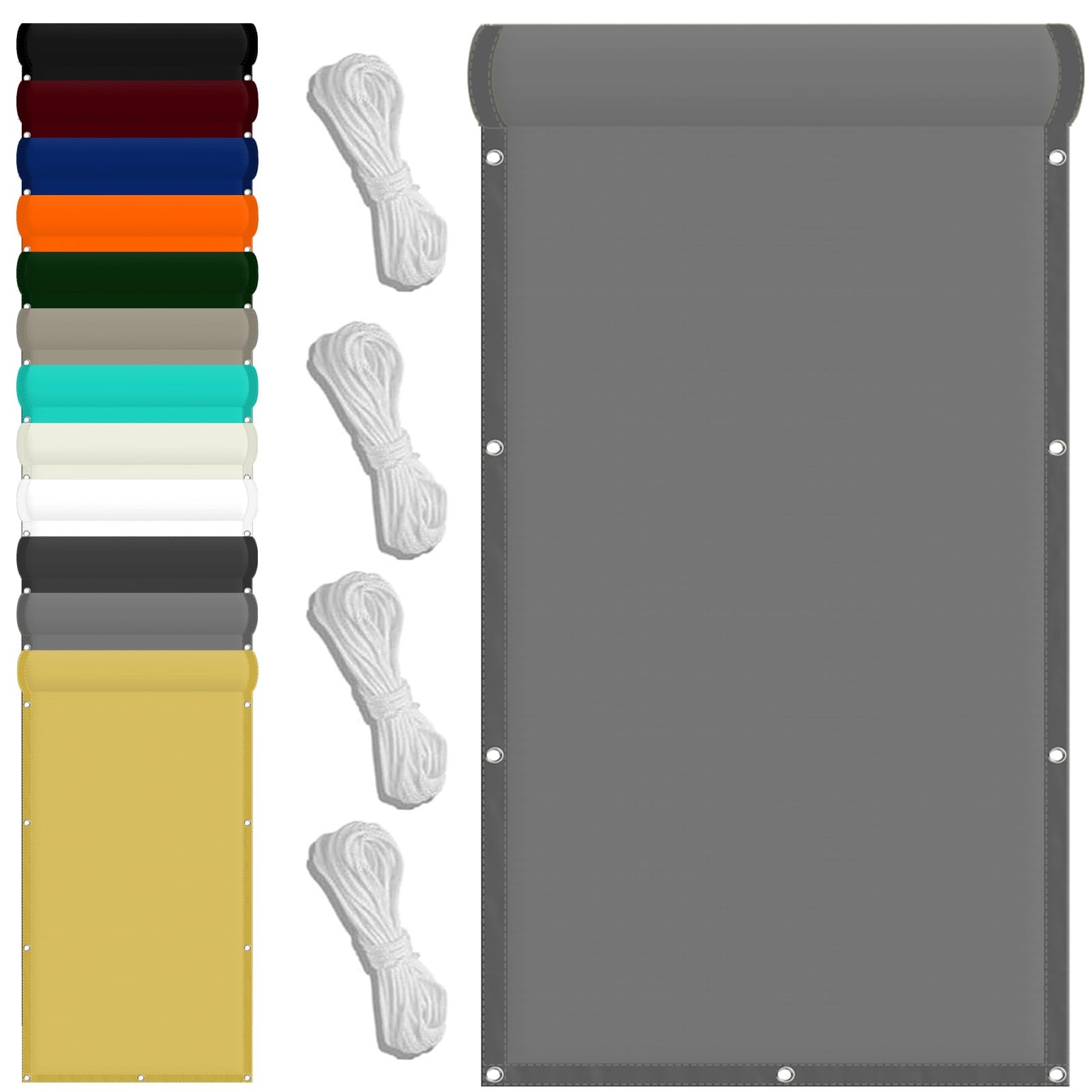 Right Angle Shade Sail 35 x 250 cm(14 x 98inch) Waterproof Shade Dispenser 98% UV Block with Free Rope & Fixing Kit Garden Patio Party Sun Shades, Light Grey — image 1