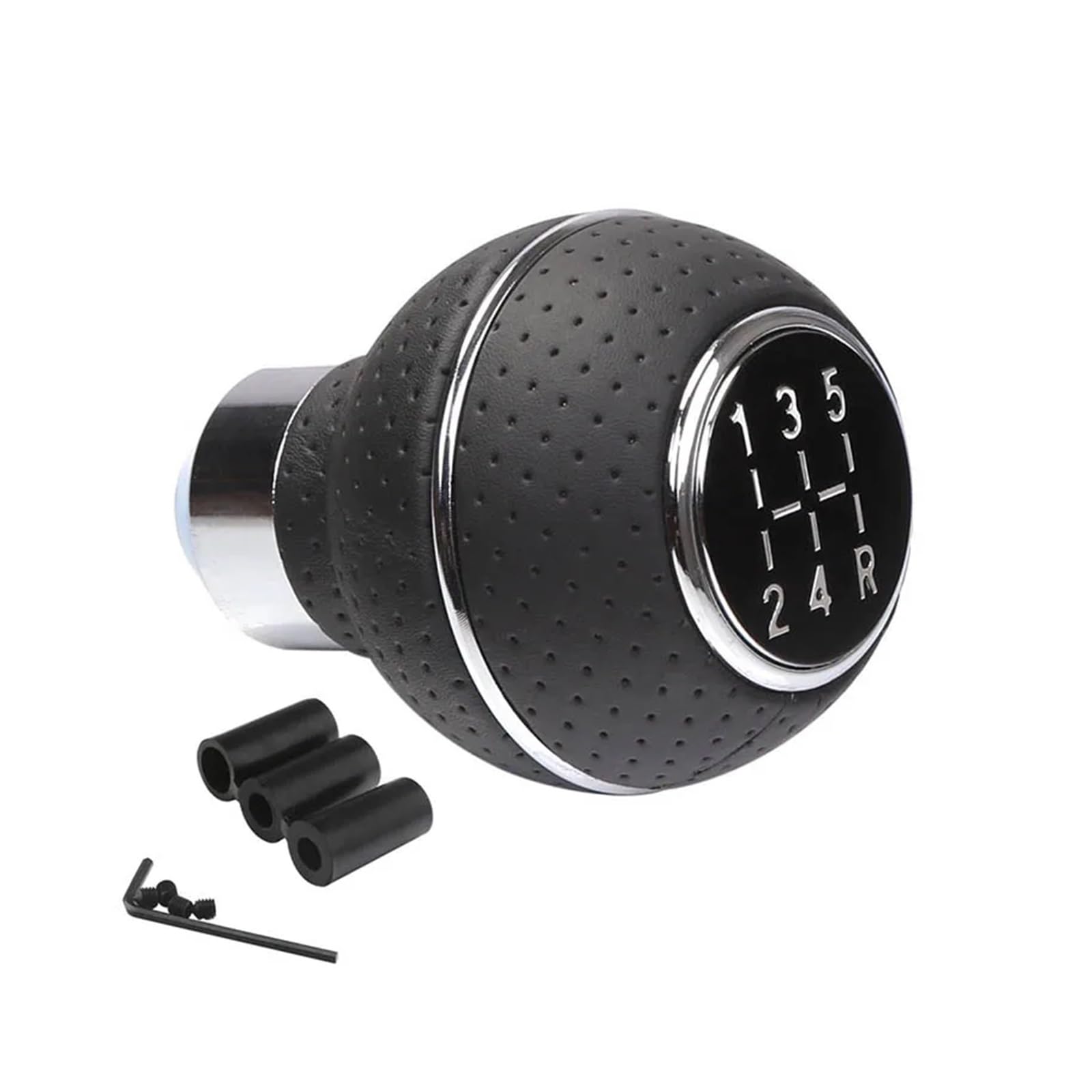 Ldgsuph Silver Ring 5 Speed Gear Shift Knob Leather Gear Shift Knob Gear Shift Knob Most Manual Car Truck Suv (Silver Ring)