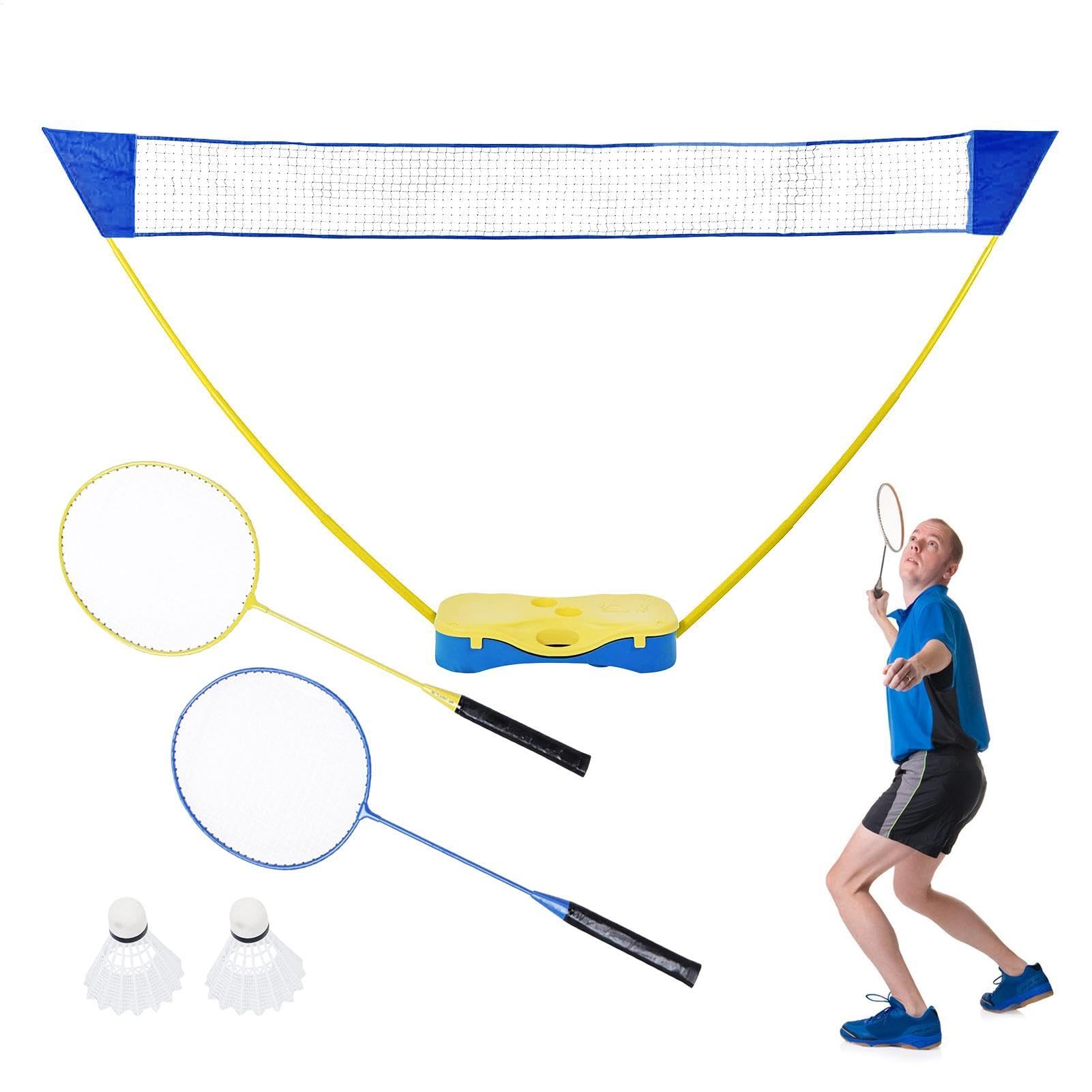 Set completo di badminton - Set da badminton portatile con rete per adulti | Set da badminton da esterno per spiaggia | Giardino, palestra, piazza, cortile