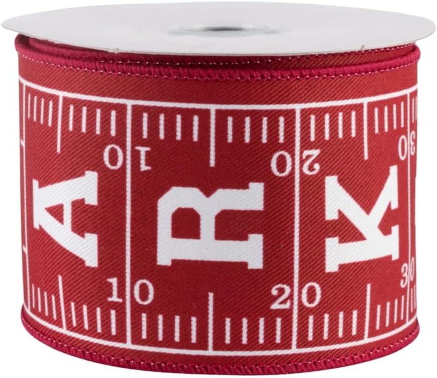 20 Feet Arkansas Football Field Canvas Fabric 2.5 Inches Wired Ribbon