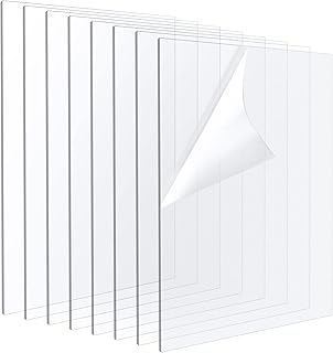 PINGEUI 8 PCS 12 x 12 x 1/4 Inch Clear Acrylic Plexiglass Sheets, Durable Square Cast Plexiglass Panels, Plastic Plexiglass Board with Protective Films for DIY Projects, Signs, Home Decor