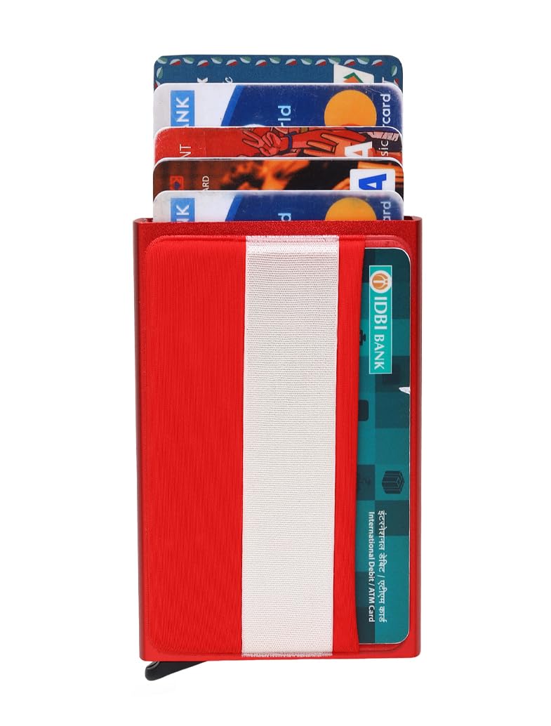 Red Metal RFID Blocking Slim Men Women Pop Up Card Holder-image-32