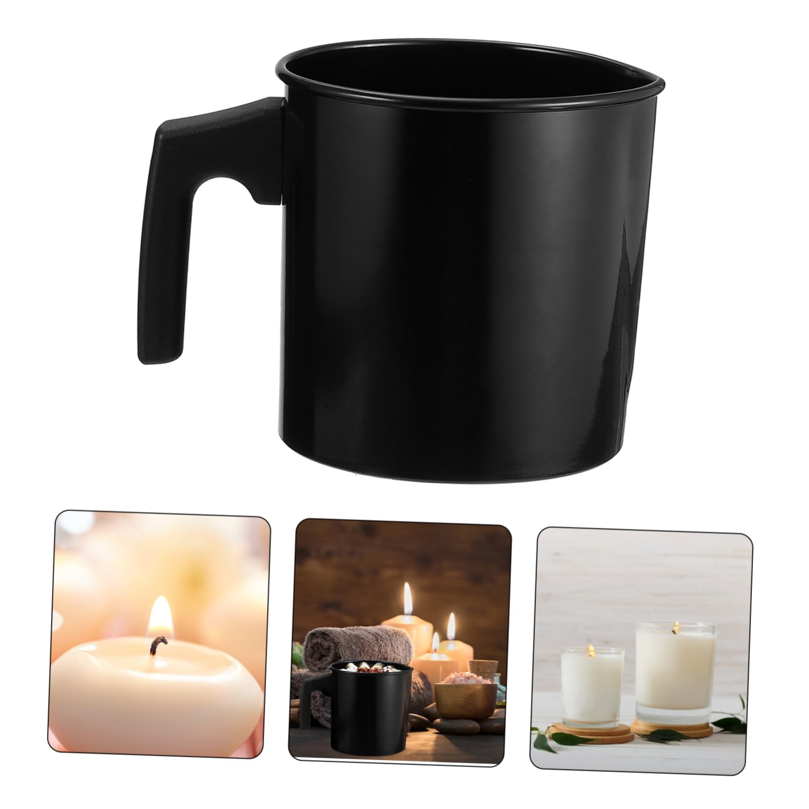 Angoily Olla para Derretir Velas y Cera 1,2 Litros Negra Resistente Alta Temperatura para Fabricación de Velas Manualidades Bricolaje Uso Doméstico