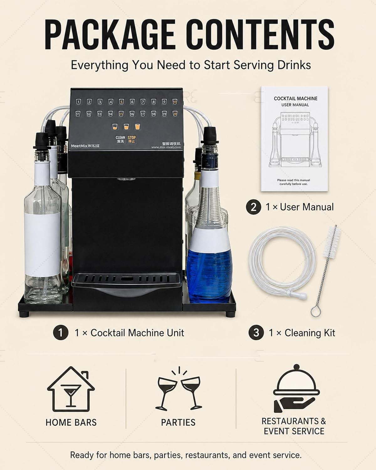 Kit para Preparar cócteles en un Bar, estación de cócteles Profesional automatizada con función de autolimpieza, máquina Inteligente para Preparar Bebidas con Capacidad para 6 Botellas de