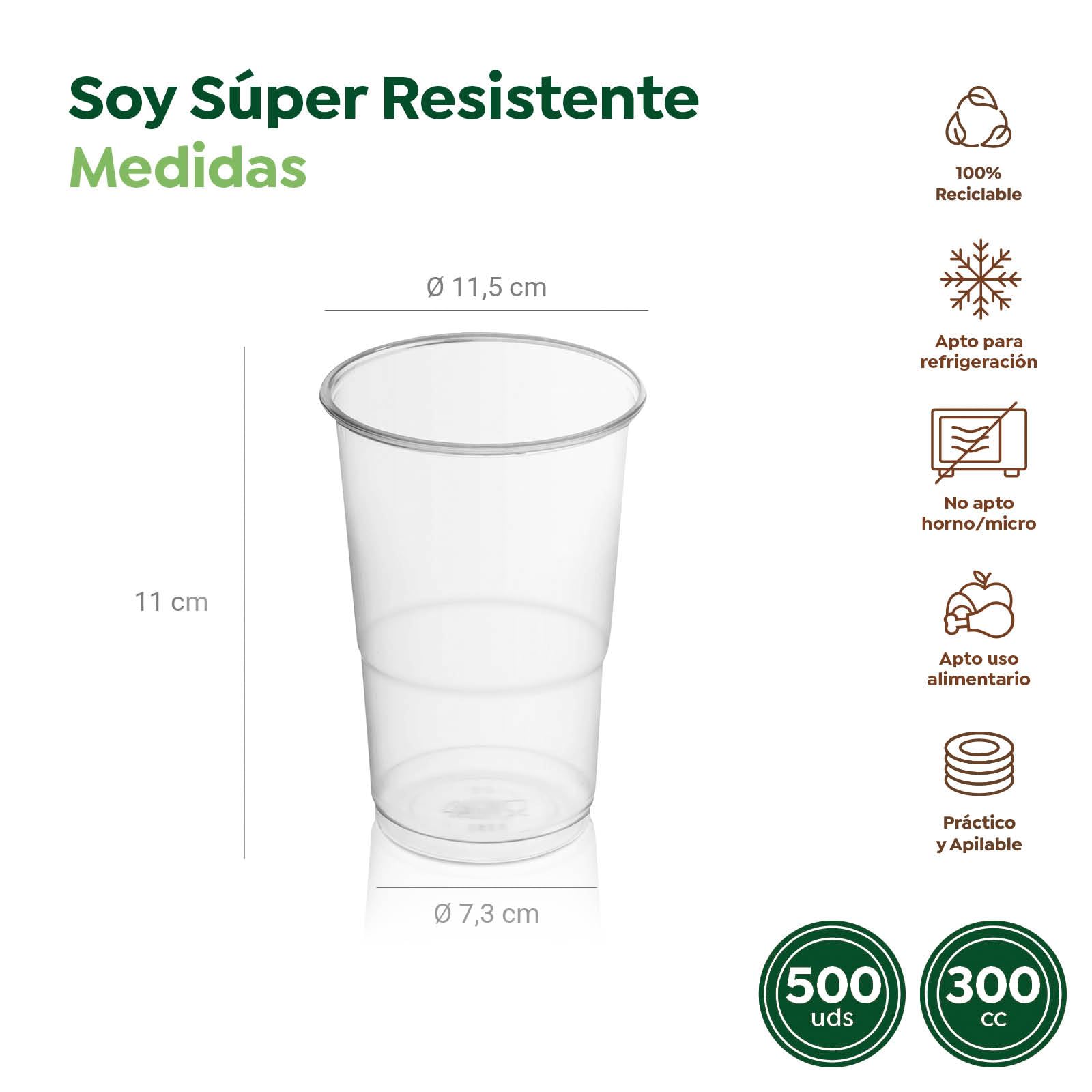 500 wiederverwendbare Kunststoffbecher - 300 cc - Recycelbare Becher - hohe Festigkeit - unzerbrechliche Gläser - Feiern - Kaffeetasse - Bierglas - Erfrischungsglas - unzerbrechlich