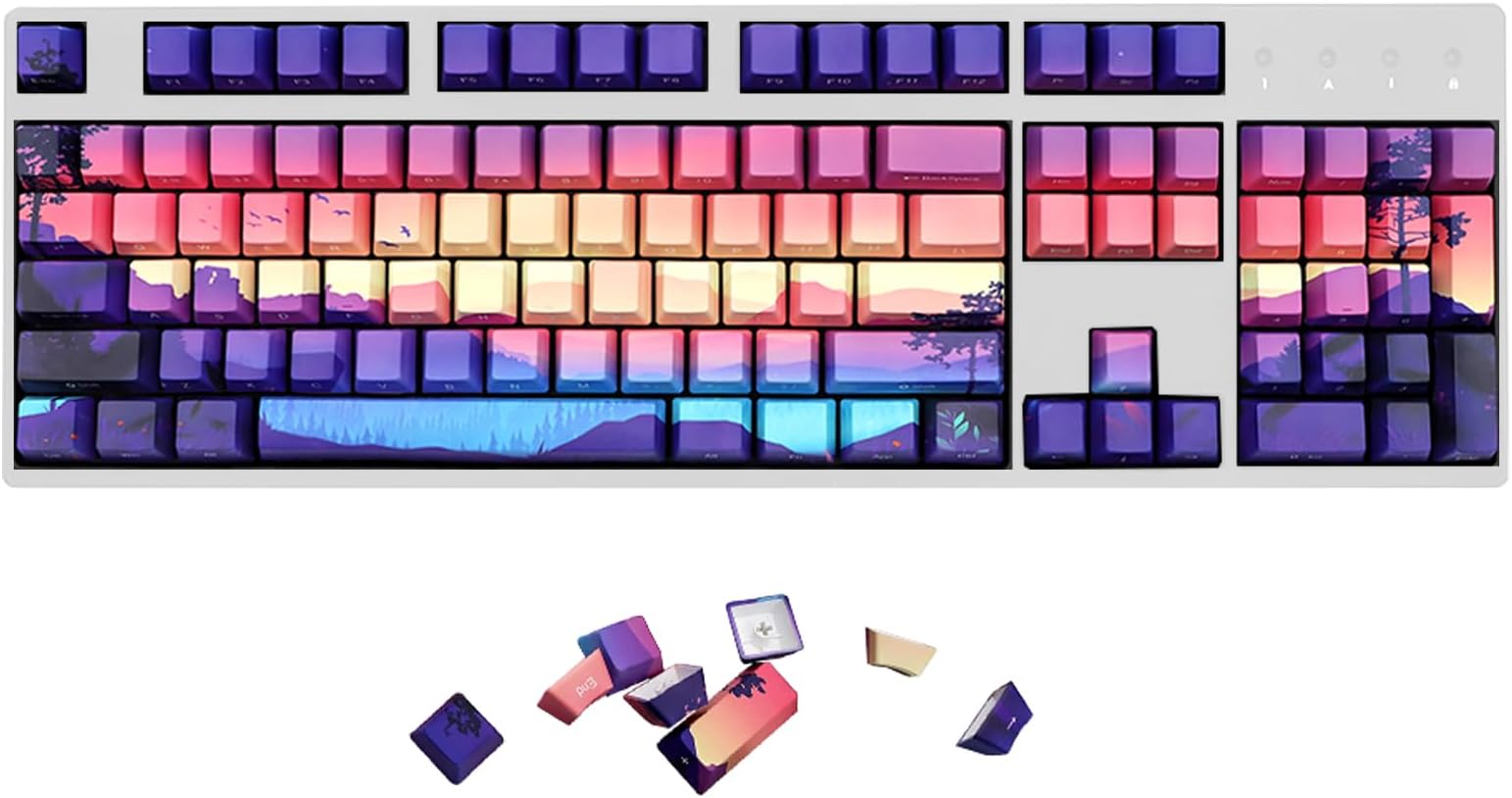 MOLGRIA 124 Set Light-Go-Through Custom Keycaps, Double-Shot PBT Cherry Profile Key Caps for Most 60/75/98 Percent Cross-Switch RGB Backlit Mechanical Gaming Keyboard ANSI/ISO Layout(Sunset Glow)