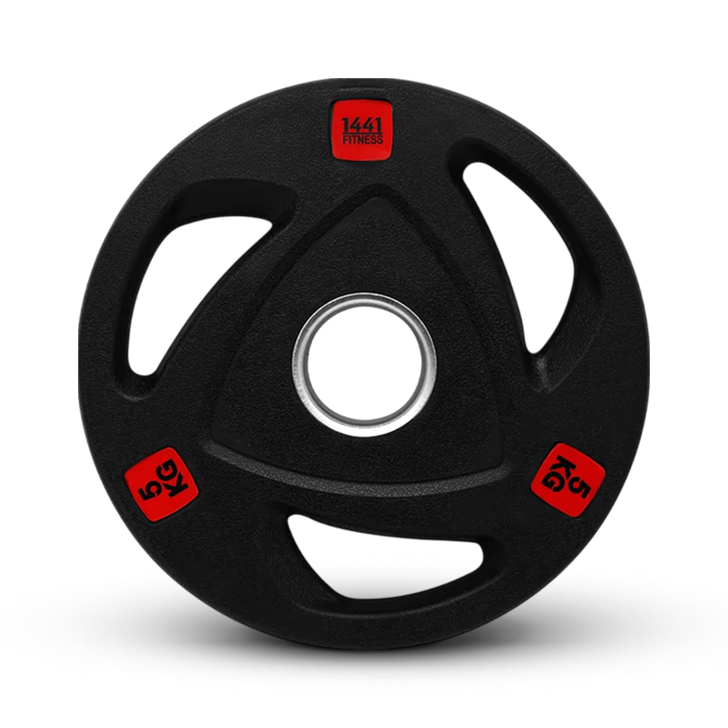 1441 Fitness Tri Grip Olympic Rubber Weight Plates – Single or Set, Barbell Discs for CrossFit, Strength Training, Gym Lifting, Exercise, Durable Bar Plates