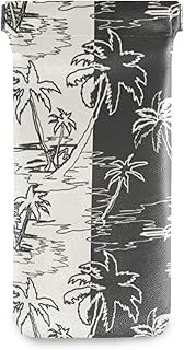 susiyo Black Beige Palm Tree Print Glasses Case Portable Microfiber PU Leather Soft Sunglasses Bag Eyeglasses Pouch Holder Squeeze Top for Women Men