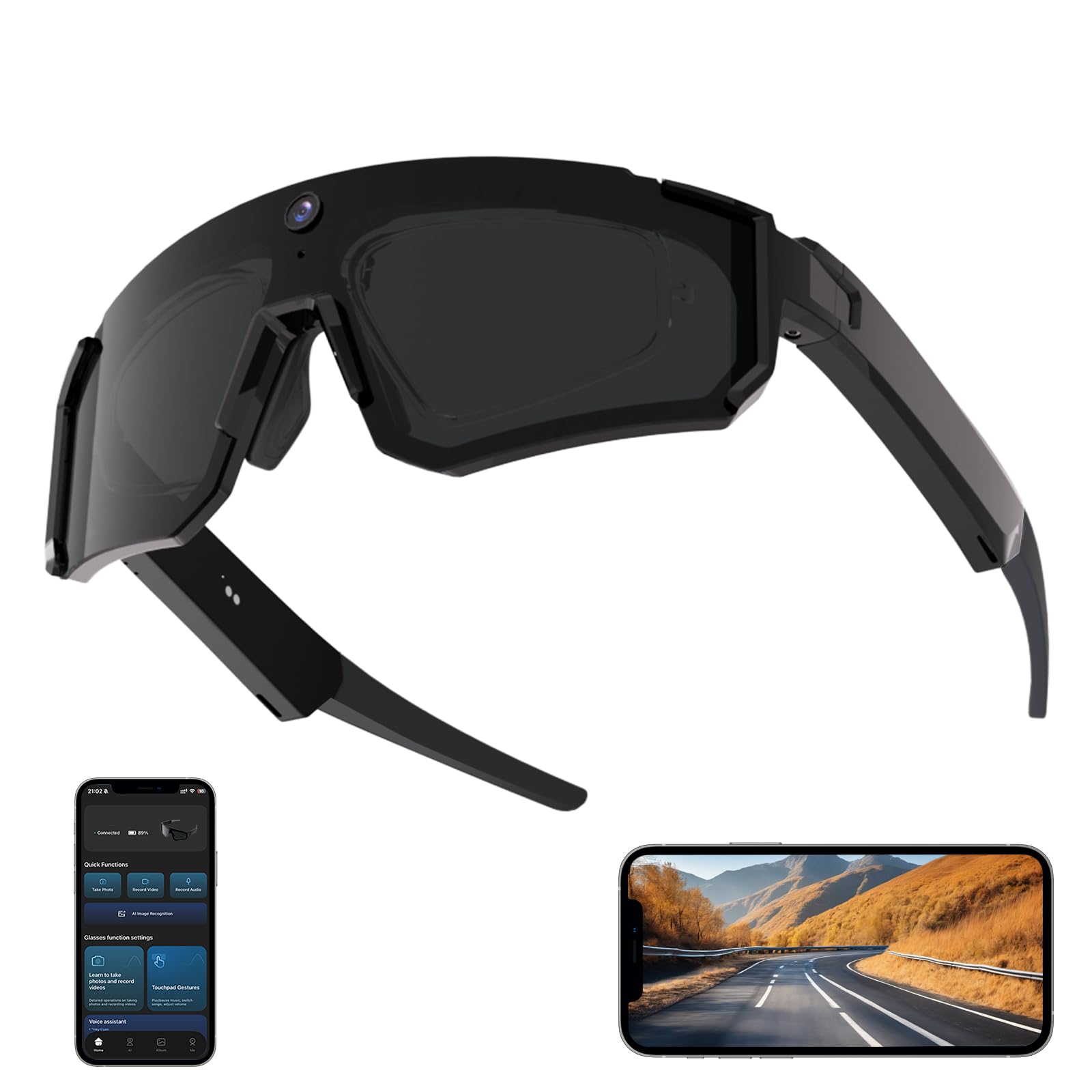 AI Smart Glasses mit Kamera – Fahrradbrille- & Sportbrille für Damen/Herren mit 4K HD Video, Foto & Übersetzung, UV400-Schutz, perfekt für Radtouren & Outdoor-Aktivitäten