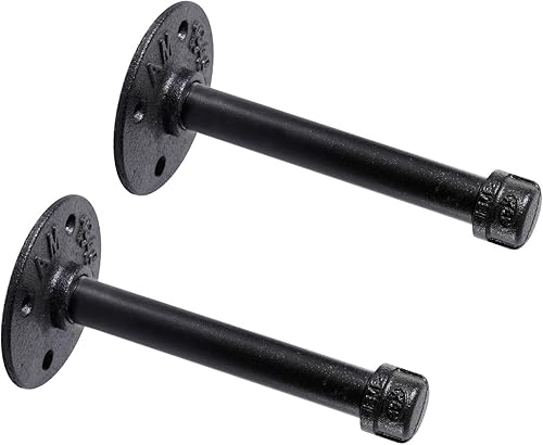 Miniatura 14 de Soportes industriales de tubo de hierro negro de 1/2 pulgada, soporte rústico para colgar en la pared, soportes de tubo personalizados para estantes