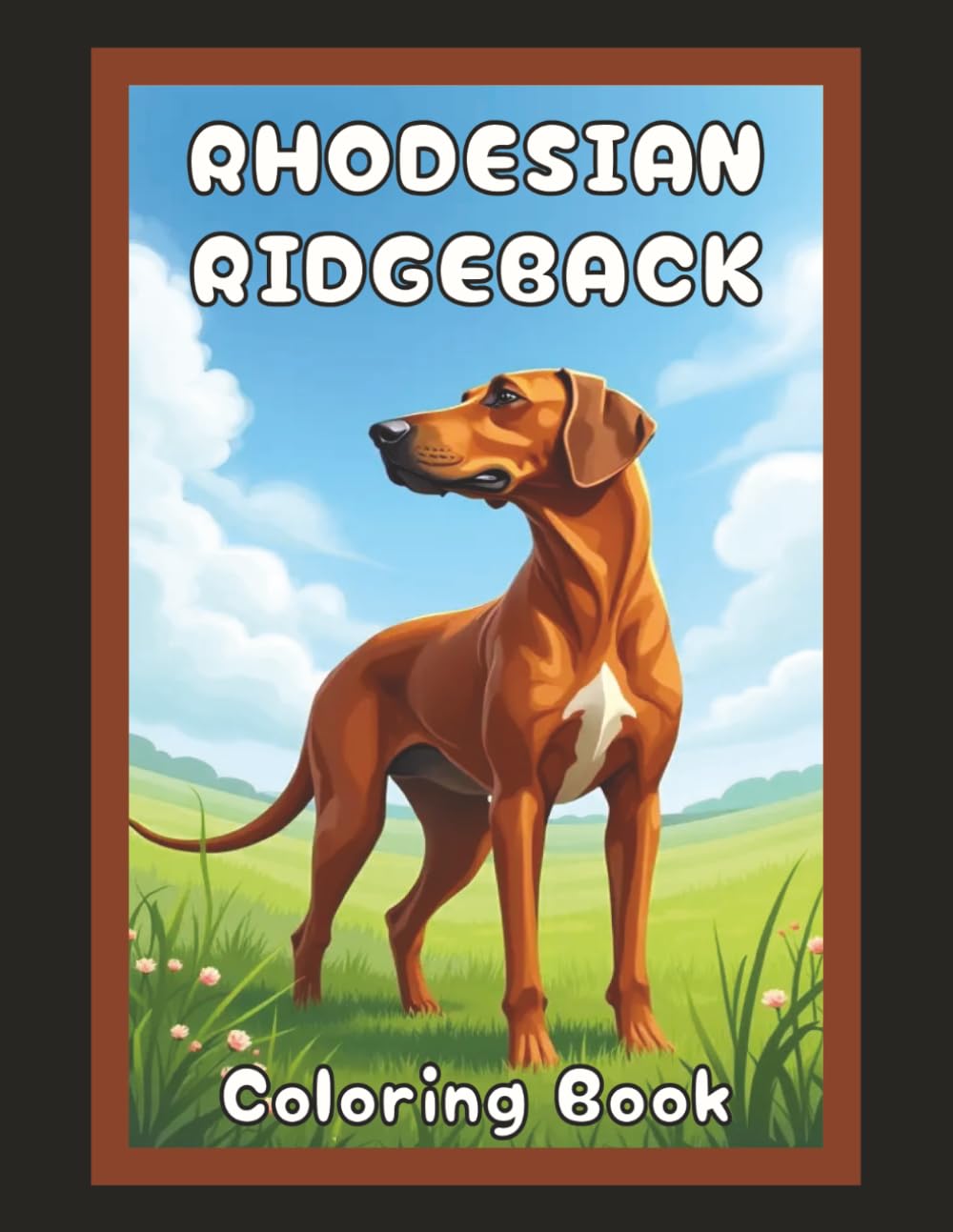 Rhodesian Ridgeback Coloring Book: Cute Dog & Puppy Picture Pages with 60 Lined Drawings of Doggy Outdoor Adventures in Park, Mountain, City, Lake, ... Scenes + More | Art Gift for Kids and Adults