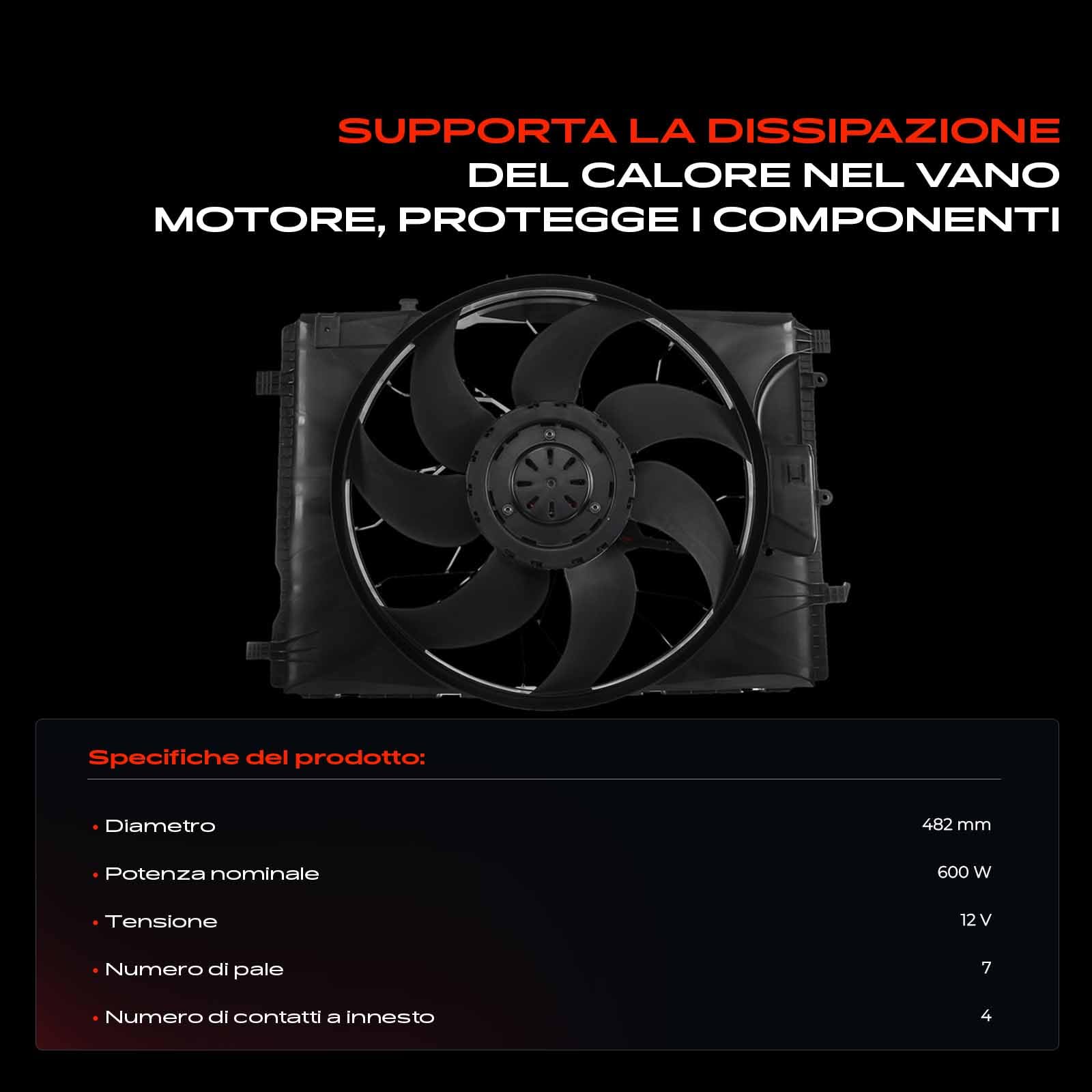 Frankberg Ventola del radiatore radiatore motore 4 Poli A2045000493