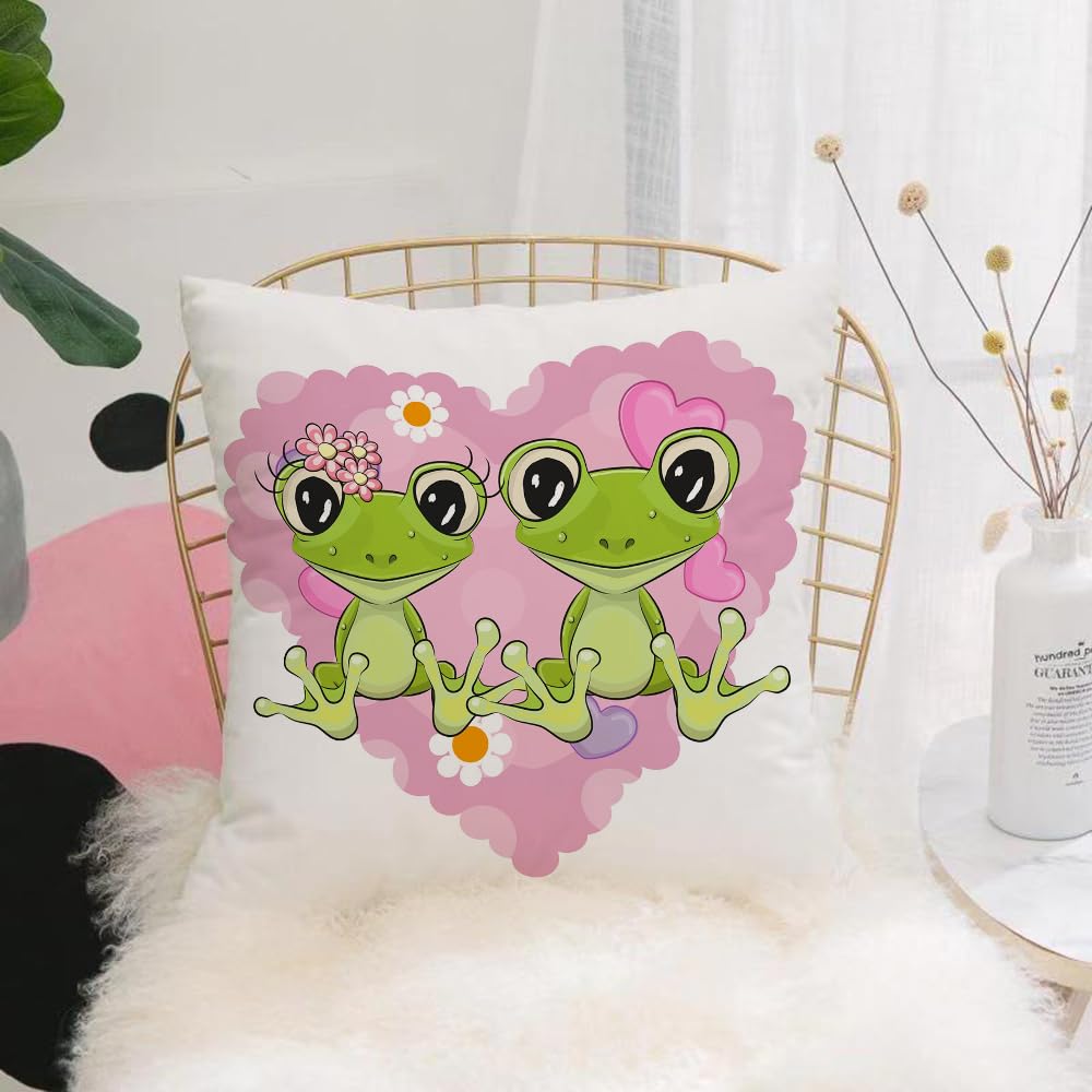 HYMSXW Cushion Cover,Throw Pillow Case Home Decorative for Living Room Bedroom Sofa Chair 20X20 Inch,Frog princess and Frog Prince and shape background,Pillowcase 50X50cm