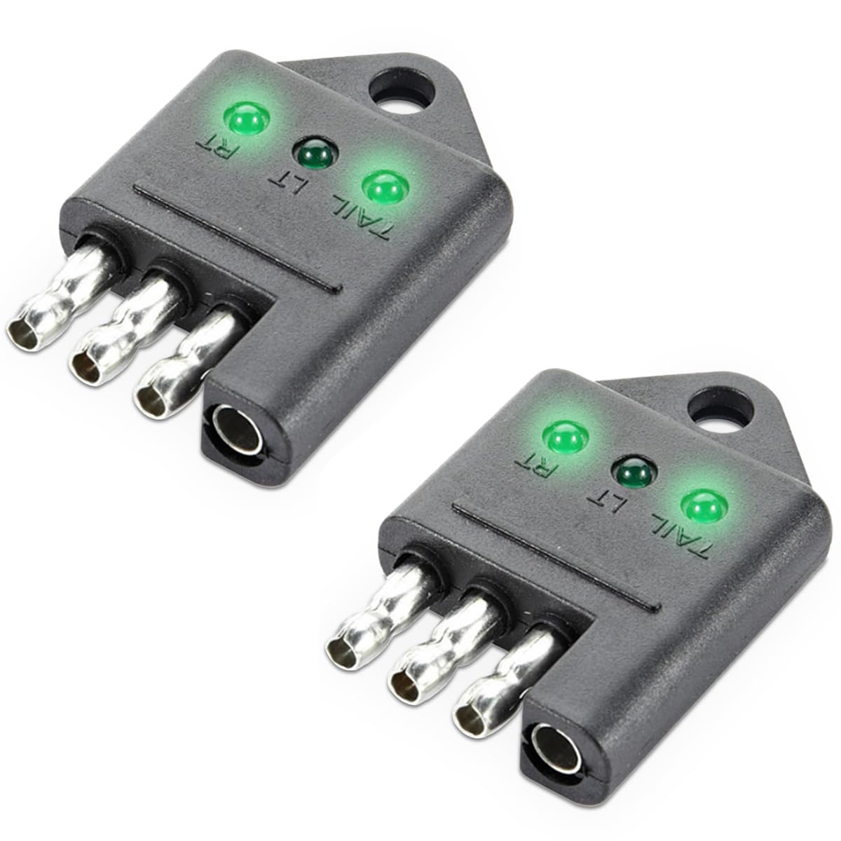 BDZMC 4 Pin Car Plug Tester, 4 Way Flat Trailer Circuit Tester with LED Indicators, Straight Car Light Wiring Testers, Trailer Tester Connector for Turn Signal Tail Lights Trouble Shooter
