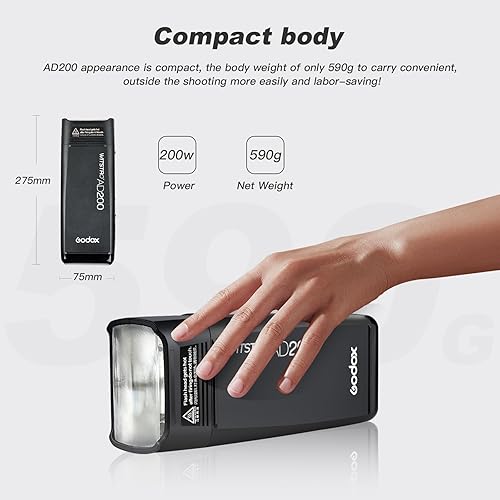 Miniatura 5 de Godox AD200 200Ws 2.4G TTL 18000 HSS sincronización de alta velocidad flash estroboscópico Speedlite Monolight y Godox XPro-N transmisor de