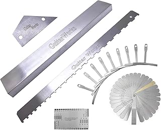 jiayouy Set of 14 Pieces Luthier Tools Set Guitar Neck Notched Straight Edge 9pcs Guitar Radius Gauge String Action Gauge Ruler Fret Rocker Fret Leveling Beam for Guitar and Bass Setup Tool