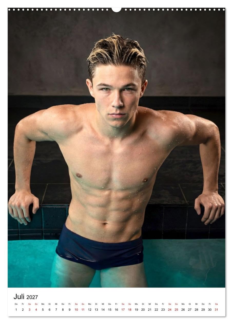 Im Bann des Wassers - Athletische Ästhetik männlicher Schwimmer (hochwertiger Premium Wandkalender 2027 DIN A2 hoch), Kunstdruck in Hochglanz: ... voller Präsenz und Dynamik. (CALVENDO Erotik)