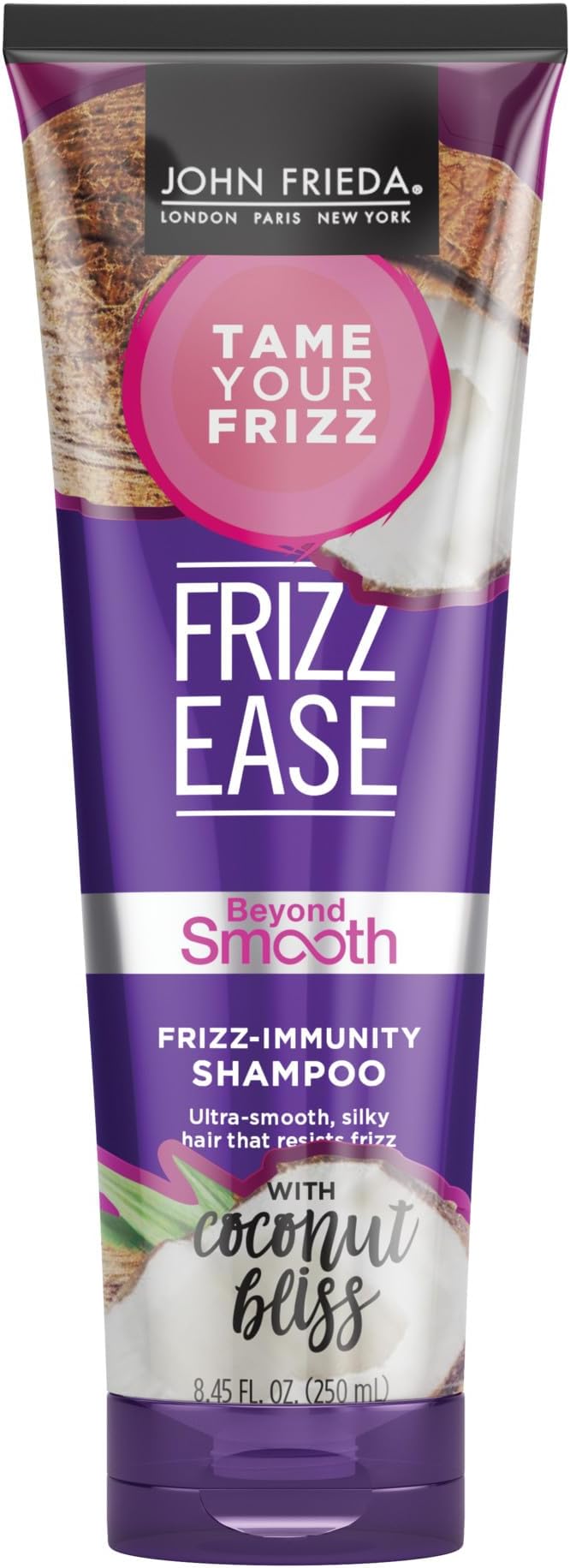 John Frieda Frizz Ease Beyond Smooth Frizz-Immunity Shampoo With Pure Coconut Oil, Anti-Humidity, Anti-Frizz Shampoo, 8.45 Fl Oz