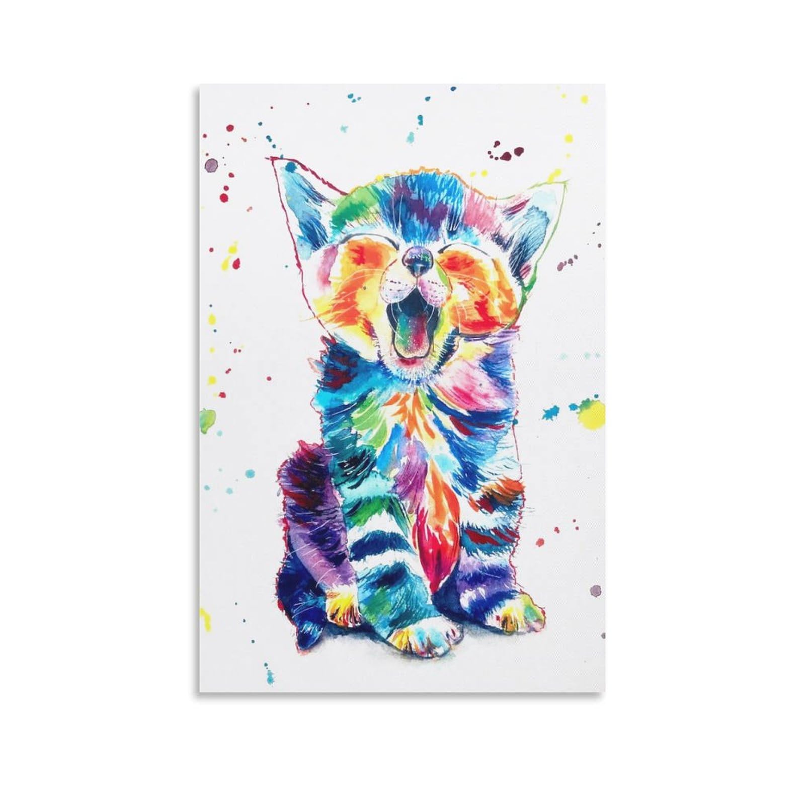Amazon.co.jp: 絵画 動物絵 抽象 カラー猫 北欧 ポスター クール