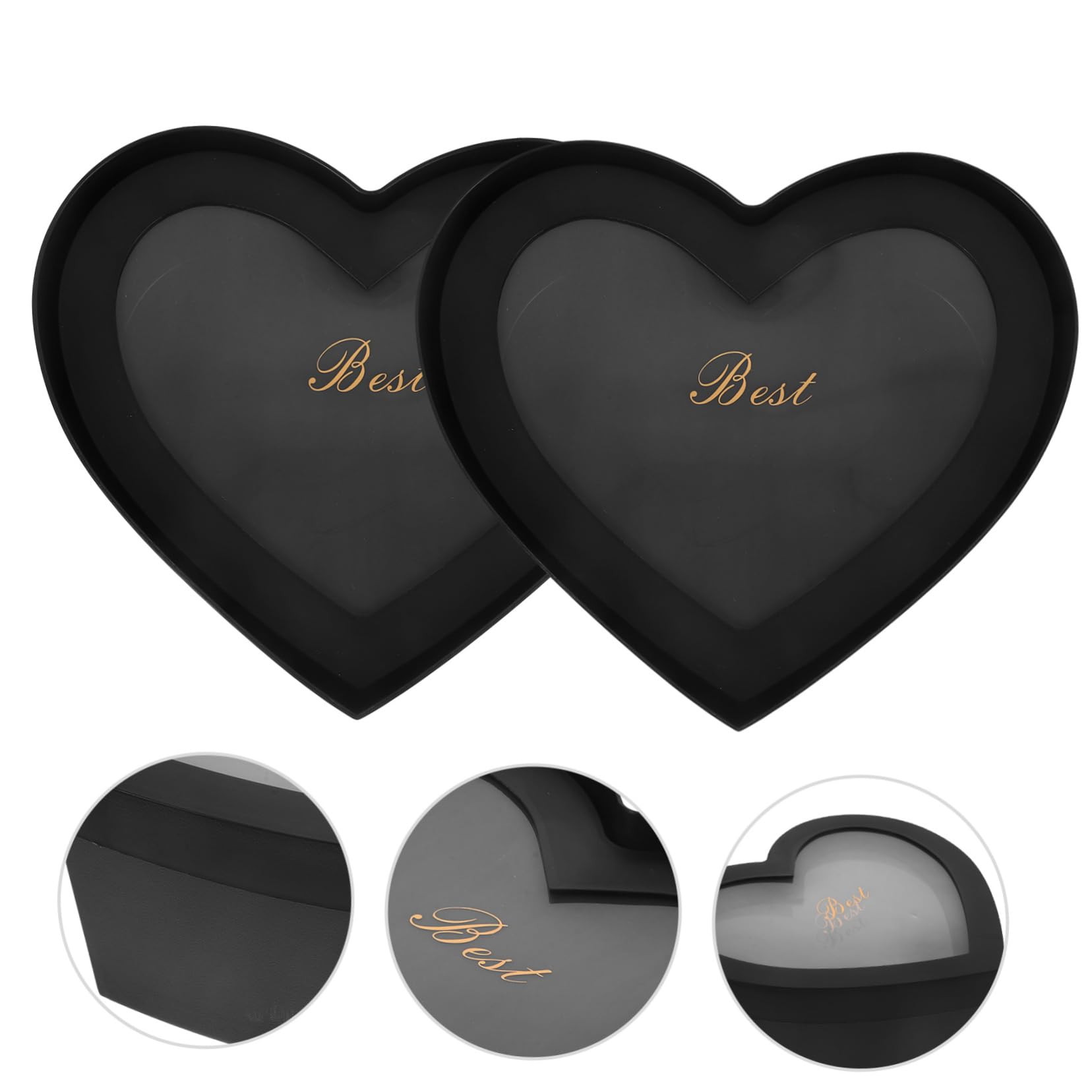 SOLUSTRE 2stücke Herzform Transparente Aufbewahrungsbox Für Seifenblumen Geschenkverpackung Für Valentinstag Und Muttertag Für Blumenarrangements Schwarz