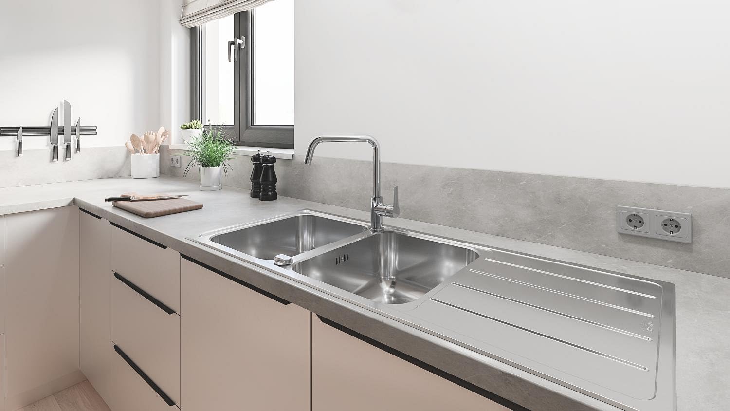 GROHE mitigeur monocommande de cuisine Start, bec en forme de L, chrome, 30470000 (Import Allemagne)