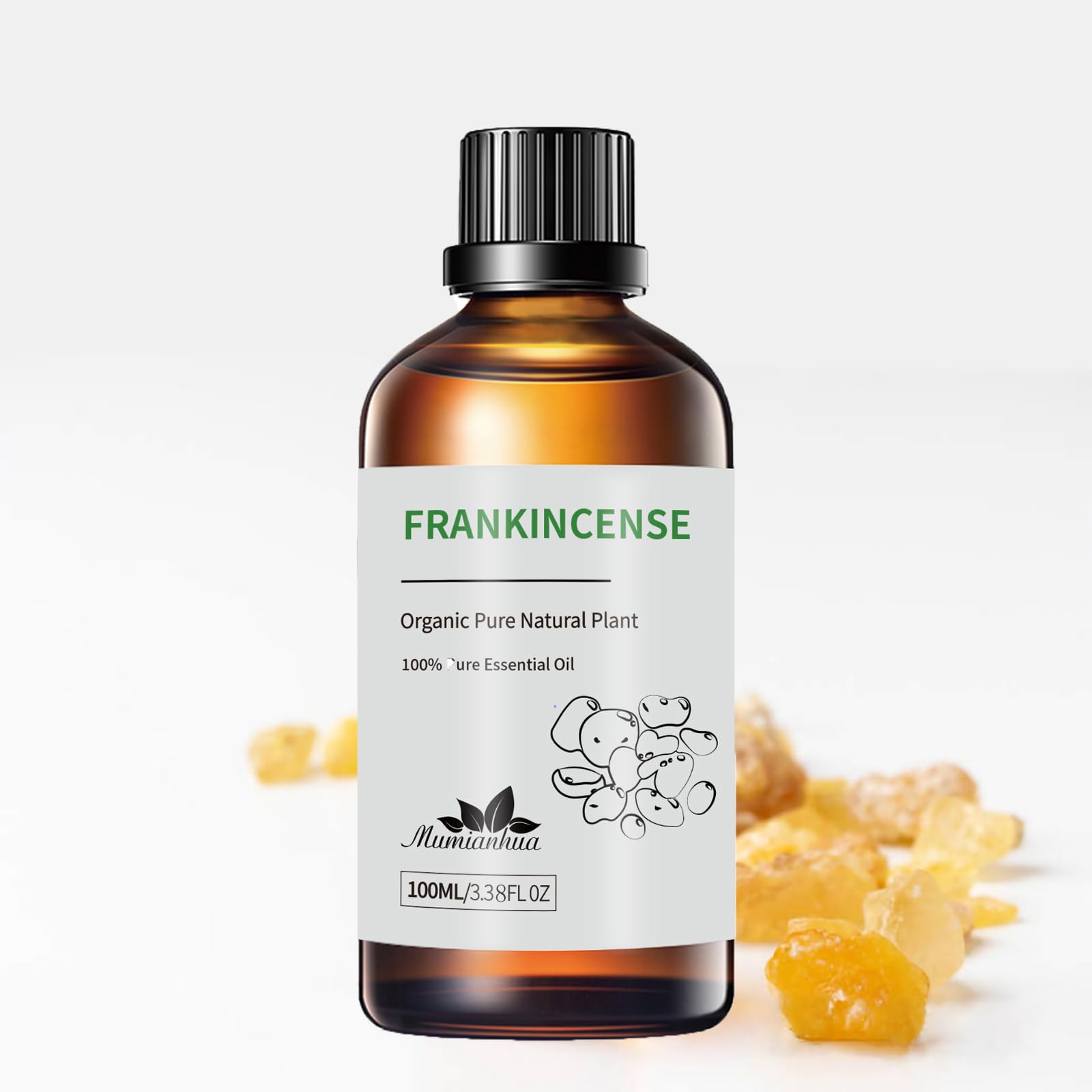 Mumianhua 100% Pure Frankincense Essential Oil Natural Frankincense Oil for Aromatherapy Therapeutic Grade Resin Oil for Skin, Meditation Diffuser & Candle Making | for Home & Office Focus 3.38 Fl Oz