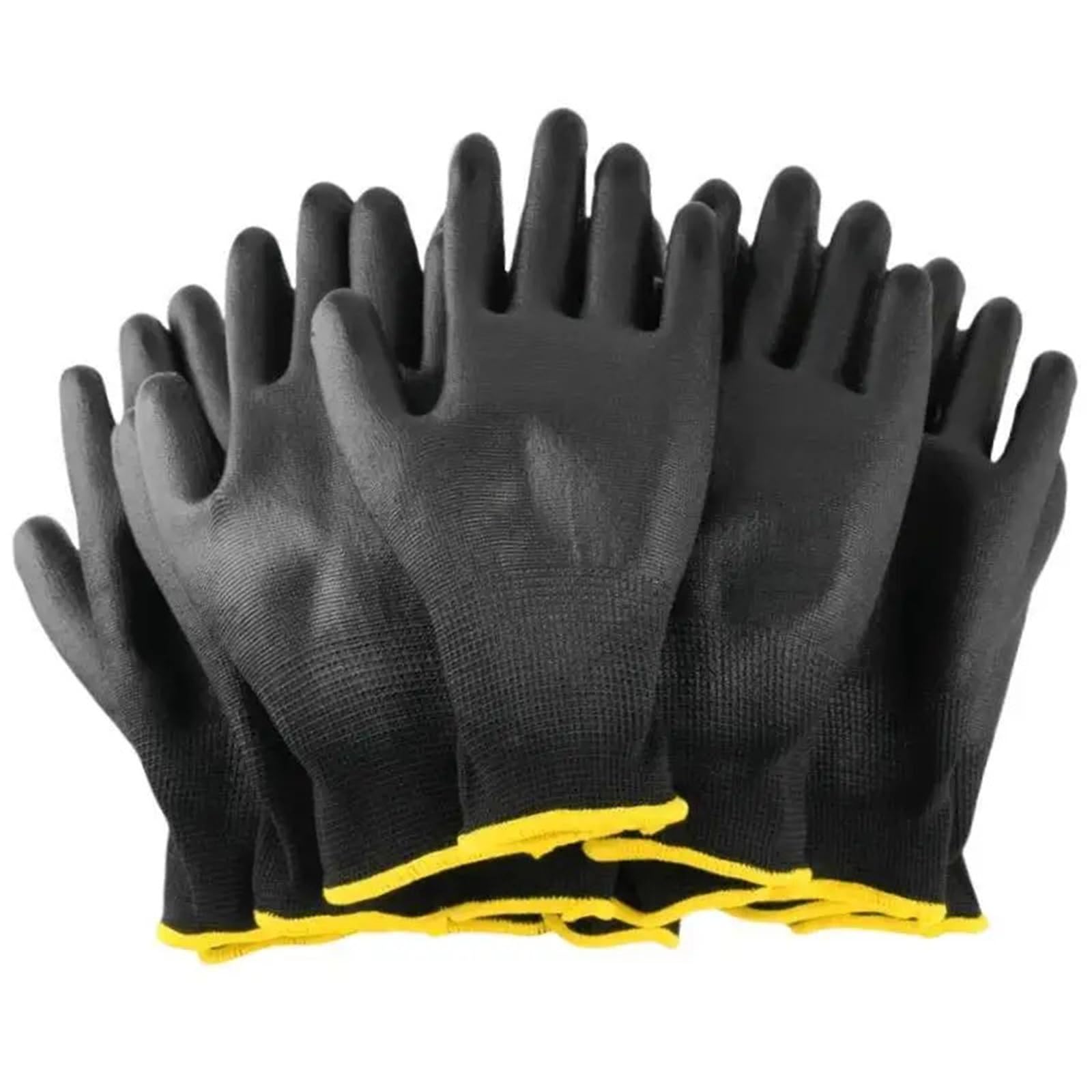 Genérico 12, 24 o 36 pares de guantes de trabajo de seguridad, color negro y gris, con palma recubierta for horticultura y carpintería(Gray 24 pairs,M)
