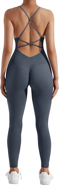 Mono de Yoga para Mujer con Tirantes Delgados y Espalda Descubierta Acolchada