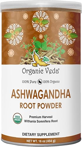 Polvo orgánico de raíz de Ashwagandha, certificado por USDA, 1 libra Organic Veda