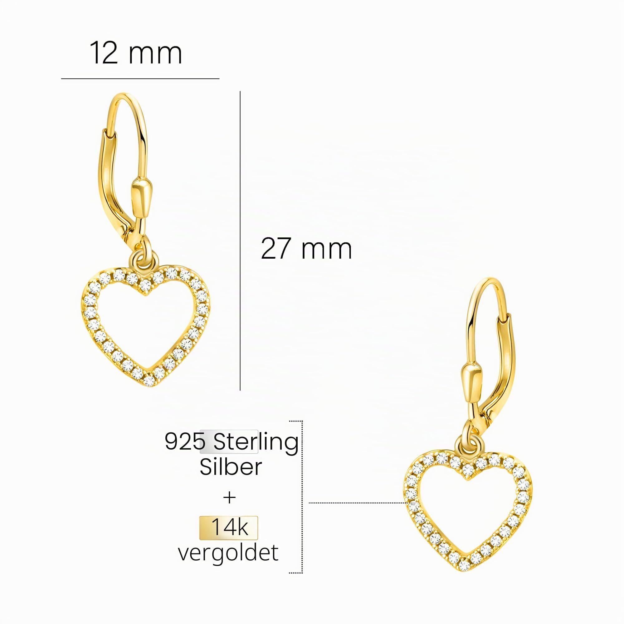 SOFIA MILANI - Damen Ohrringe 925 Silber - Ohrhänger als Herz