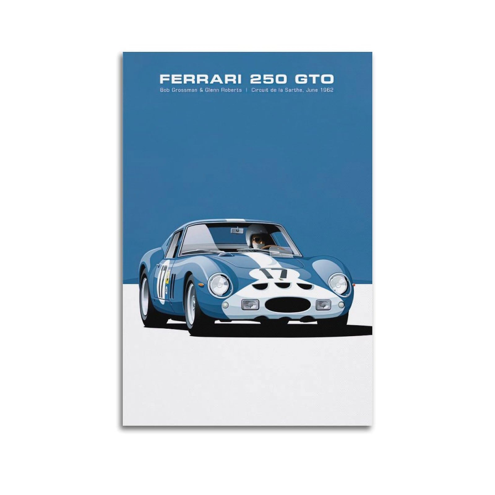 Hayze Unframe-Style Race Car Artwork Poster For Ferrari 250 Gto Sport Car Decorative Canvas Wall & Art Poster Painting 12X18inch(30X45cm)