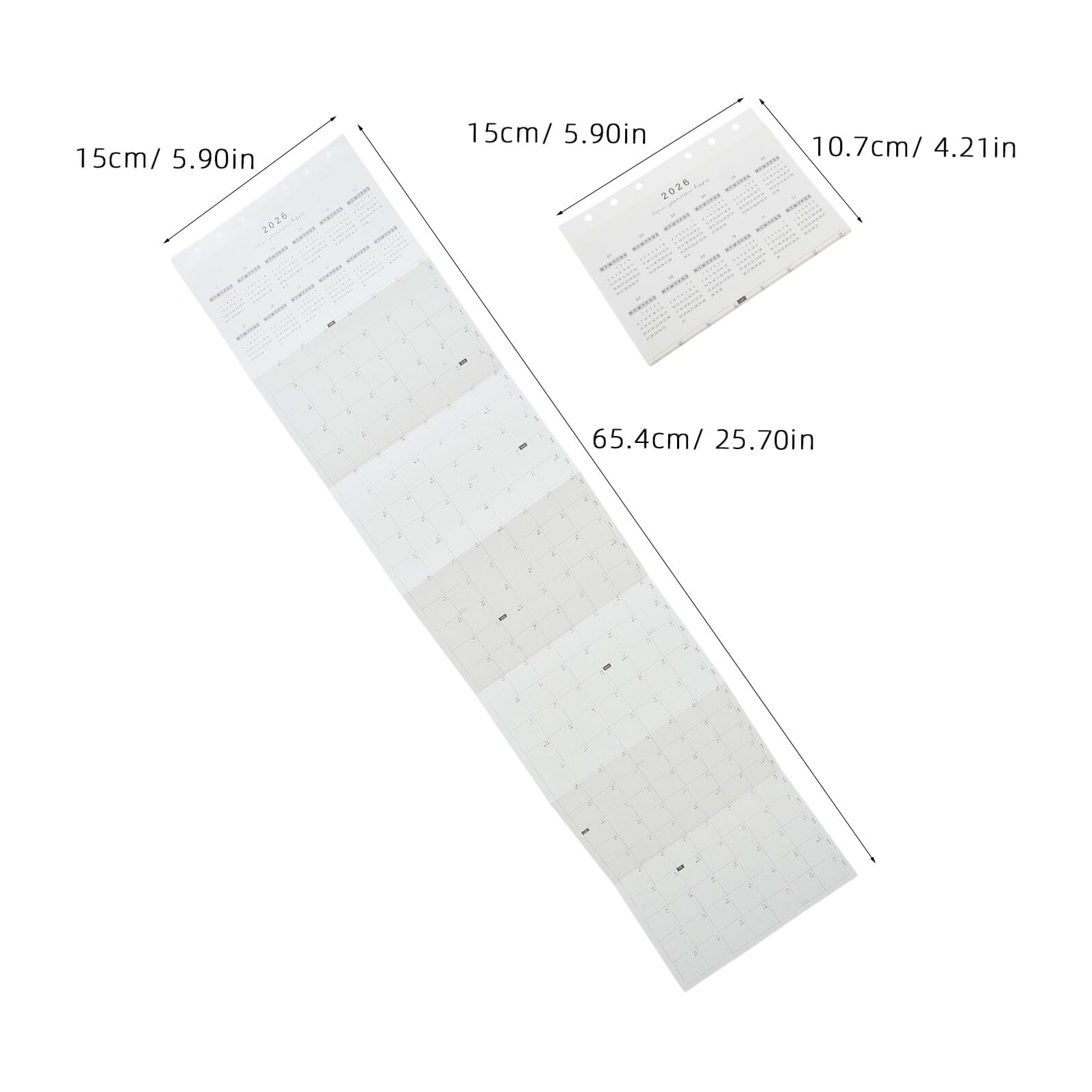 Recambios de Agenda Diaria A6 2026, Inserciones de Calendario Anual Plegables de 7 Pliegues, Papel para Planificador con 6 Agujeros, Pack 4 Hojas para Organización y