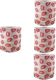 SOLUSTRE 4 Unidades Batom Vermelho Rolo Impresso Papel Higiênico Vermelho Guardanapo Da Moda Guardanapos Vermelhos Papel Higiênico Papel Higiênico Impresso Guardanapos De Papel Vermelho