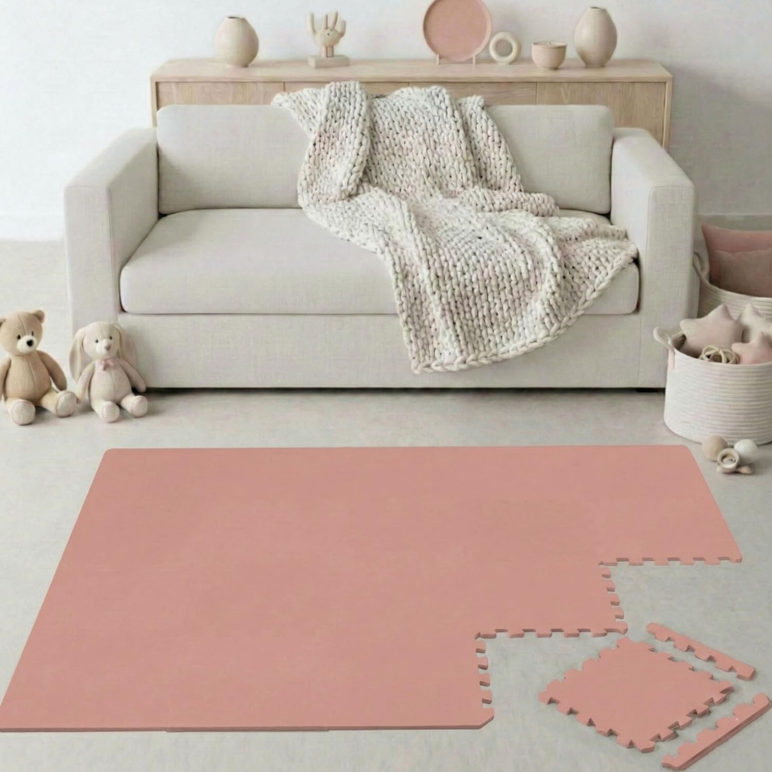 LittleTom 18 Pieces Baby Play Mat for Newborns from Day 1-30x30 cm EVA Foam Tiles with Border - Soft Crawling Surface for Toddlers - Puzzle Floor Squares for Kids Non-Slip Play Area Indoor & Outdoor