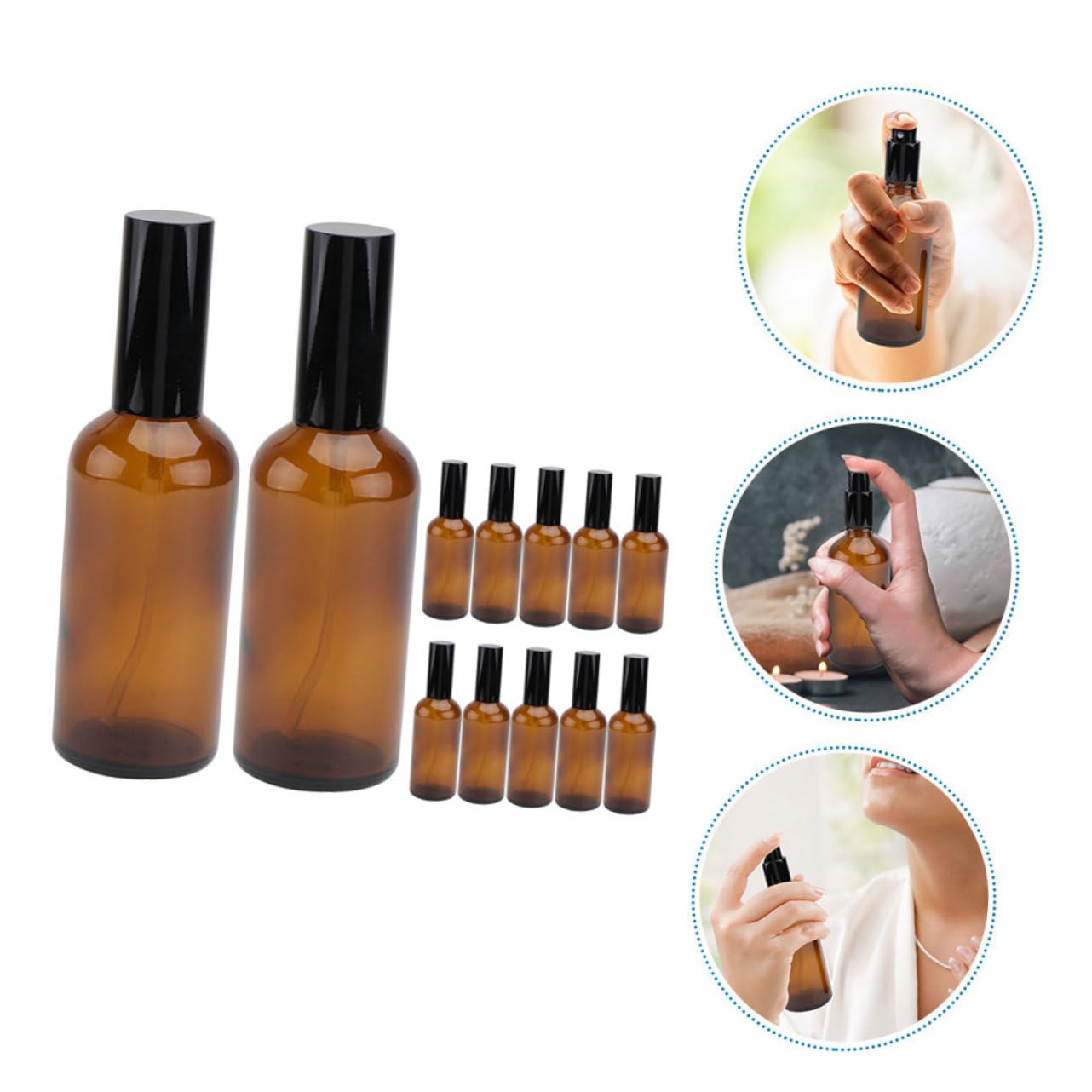 12 Stück 30ml Glas Sprühflaschen für Ätherische Öle | Braunes Glas, Wiederbefüllbar für Reise und Geschäftsreise, Robust und Kompakt