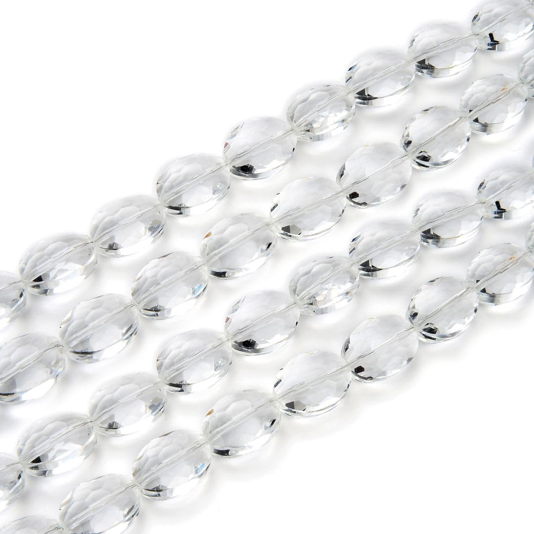 250pcs Czech 16mm Large Faceted Flat Oval Crystal Glass Loose Beads Spacer Bulk Crystal Clear for DIY Jewelry Craft Making CCO-1