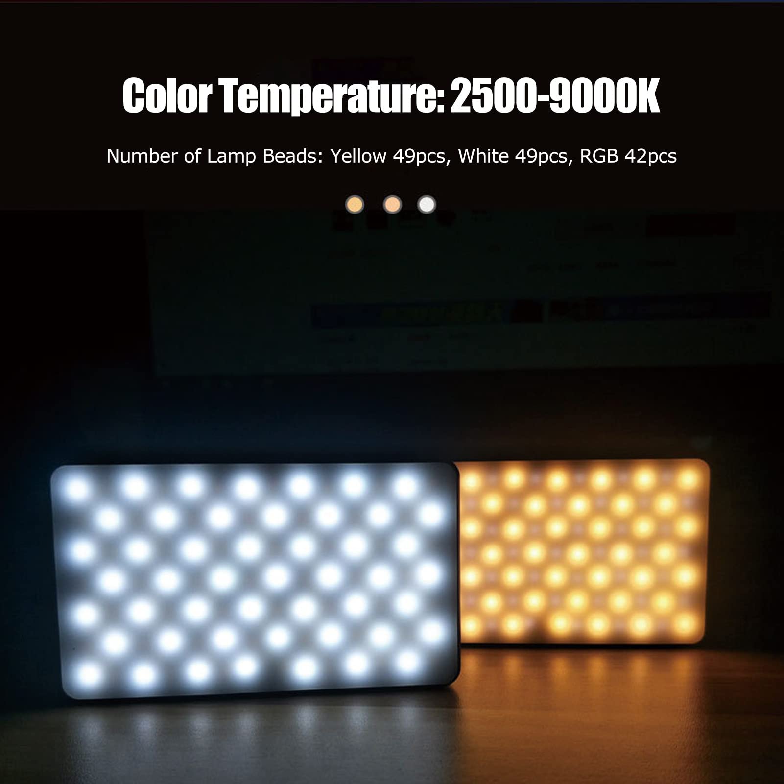 Luce Video a LED RGB Sulla Fotocamera, Luce Mini Fotocamera 3100mAh Lampada da Pannello Dimmerabile Ricaricabile da 2500K a 9000K, Luce di Riempimento per Fotografia a LED per Illuminazione Video per