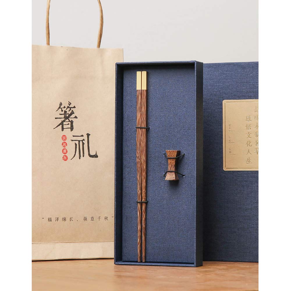 Paar Wiederverwendbare Essstäbchen, spülmaschinenfest, natürliches Holz, 25 cm, chinesische Essstäbchen mit Halter, Klassische Essstäbchen für Sushi-Nudeln, Hot Pot-C-25 cm (B 25 cm)